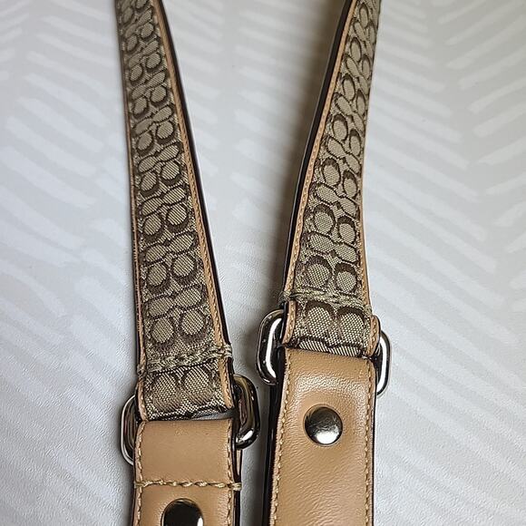 Coach Signature Leather Dog Leash 4005 Khaki Camel Rare Large 50" X 1" EUC - Picture 5 of 6